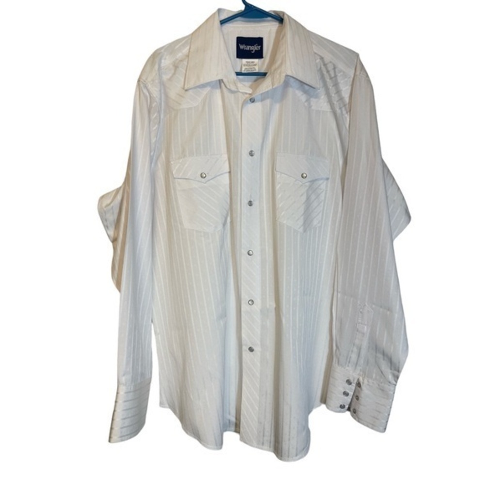 Wrangler WHT Pearl Snap Western Ranch Cowboy Button Down Shirt Size XL EUC #1871